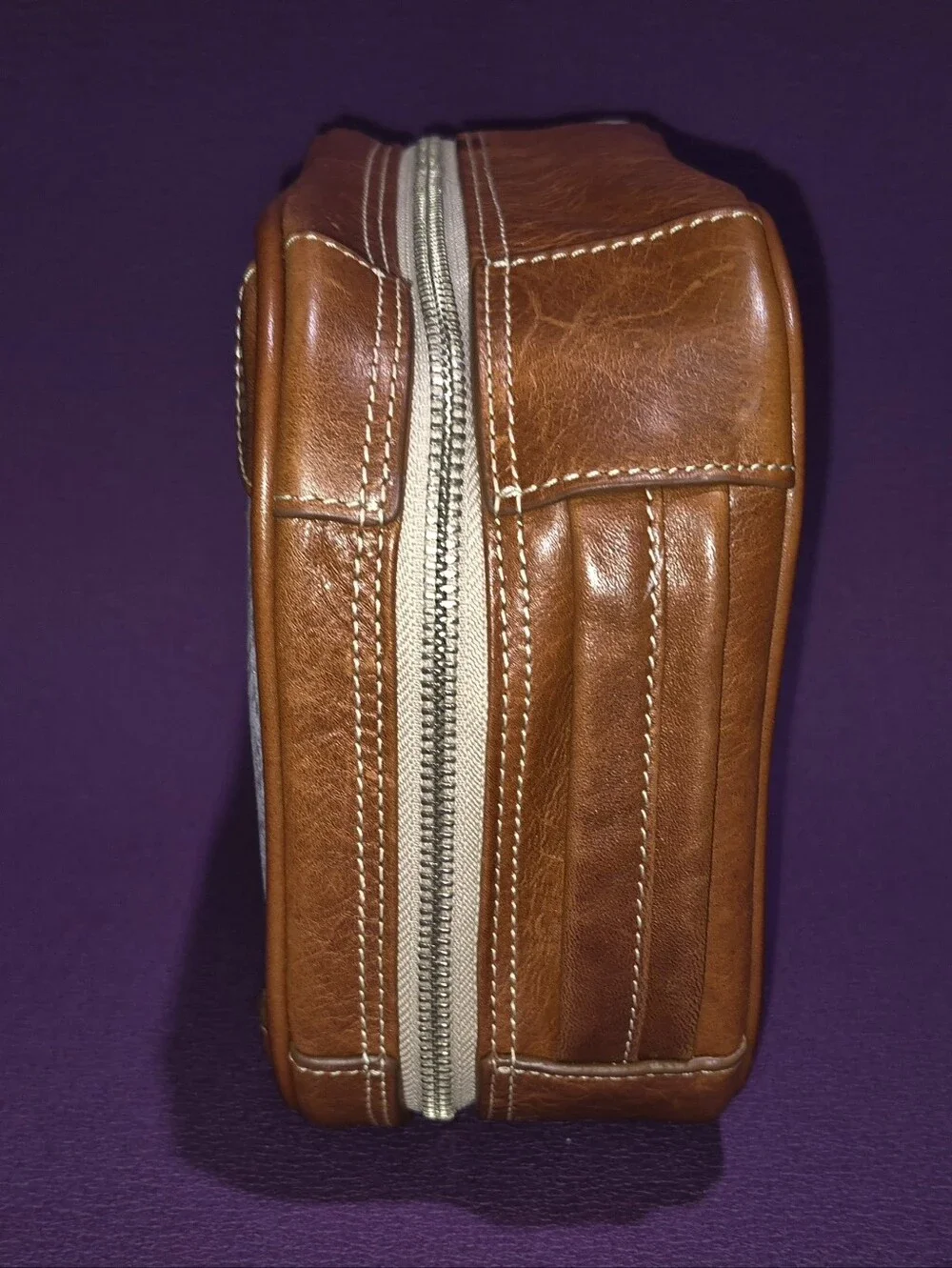 🔥Barrington Edward Jones Snakeskin Tan Leather Cosmetic Toiletry Zip Bag Travel